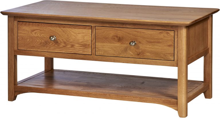 Cambridge Solid Oak Coffee Table with Drawers | Fully Assembled