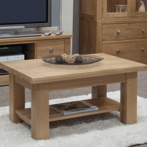 Homestyle Opus Solid Oak 3′ x 2′ Coffee Table with Shelf