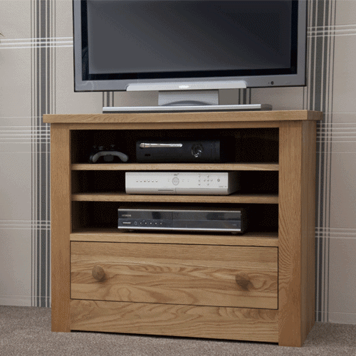 Homestyle Torino Solid Oak TV Cabinet with 2 Drawers | Fully Assembled