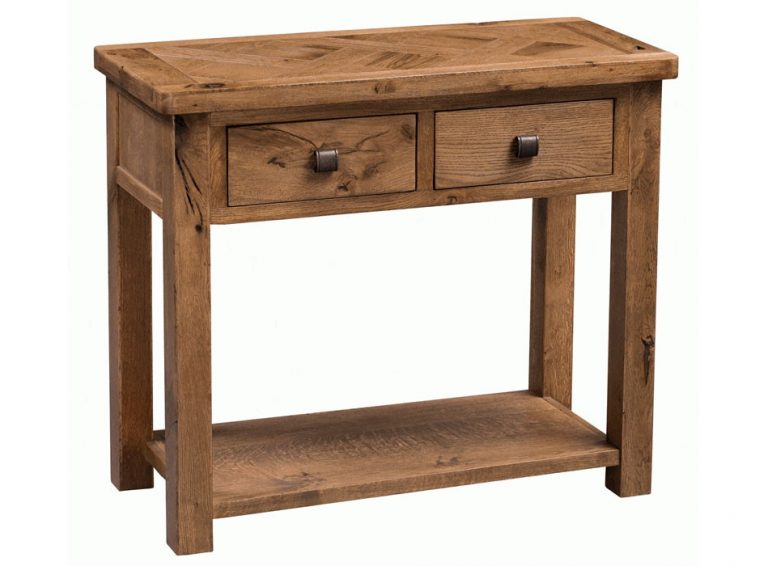 Homestyle Aztec 2 Drawer Oak Hall Table With Shelf