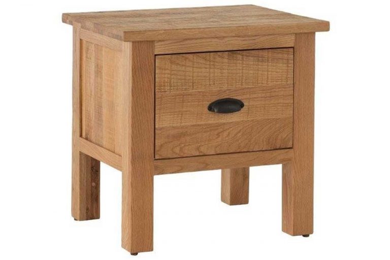 Besp-Oak Vancouver Sawn Oak Lamp Table with 1 Drawer | Fully Assembled