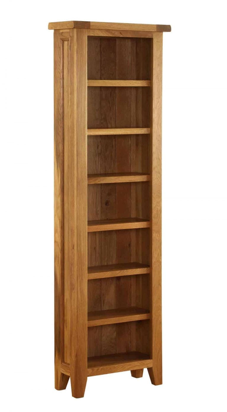 Besp-Oak Vancouver Oak CD/DVD Tall Narrow Bookcase with Adjustable Shelves | Fully Assembled