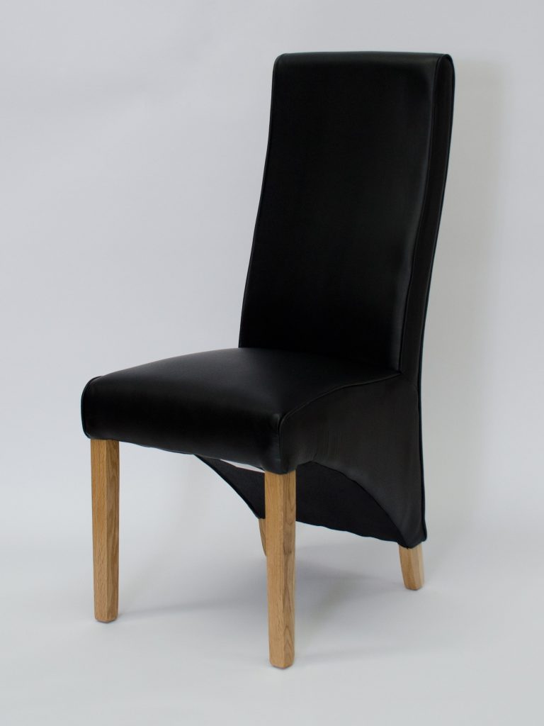 Wave Noir Matt Leather Dining Chair (Pair)