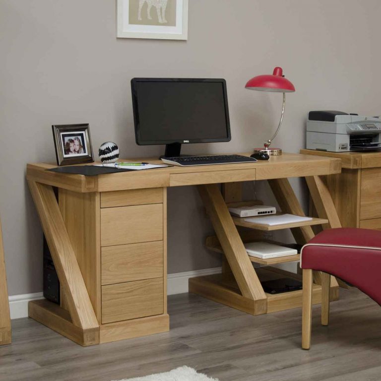 Homestyle Z Solid Oak Large Computer/ Desk | Fully Assembled