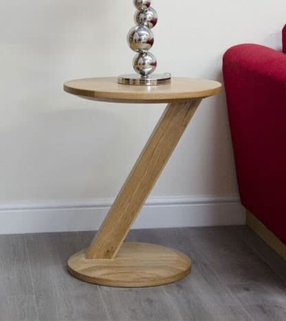 Homestyle Z Solid Oak Modern Round Lamp Table | Fully Assembled