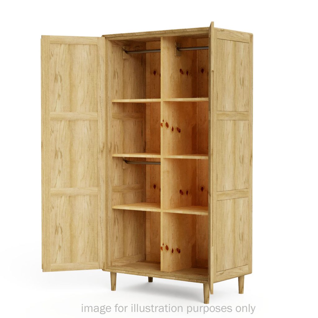 Scandic Oak Double Wardrobe - Open