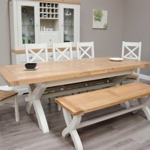 Venice Light Oak Oval Dining Table & 2 Bench Set