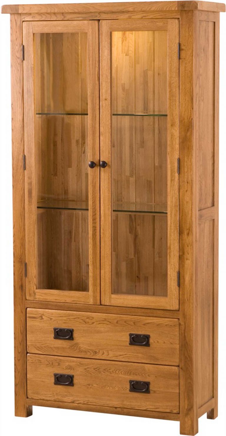 Country Rustic Glass Display Cabinet | Fully Assembled