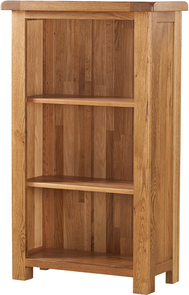 Country Rustic Oak 3′ Narrow Bookcase with 2 Shelves | Fully Assembled