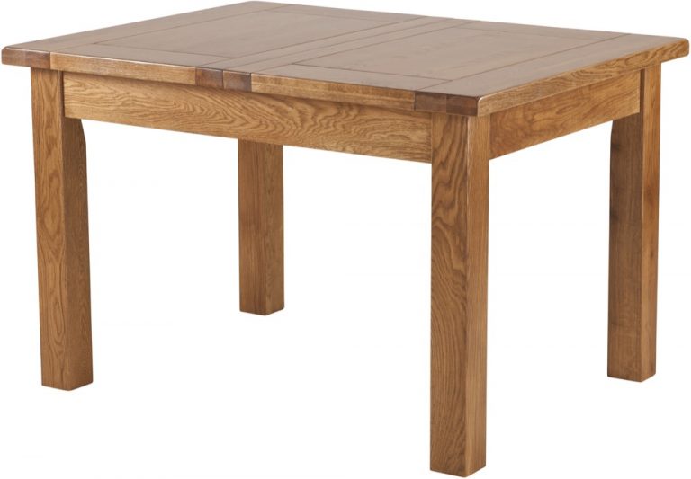 Country Rustic Oak 4′ Extending Dining Table 1 Leaf