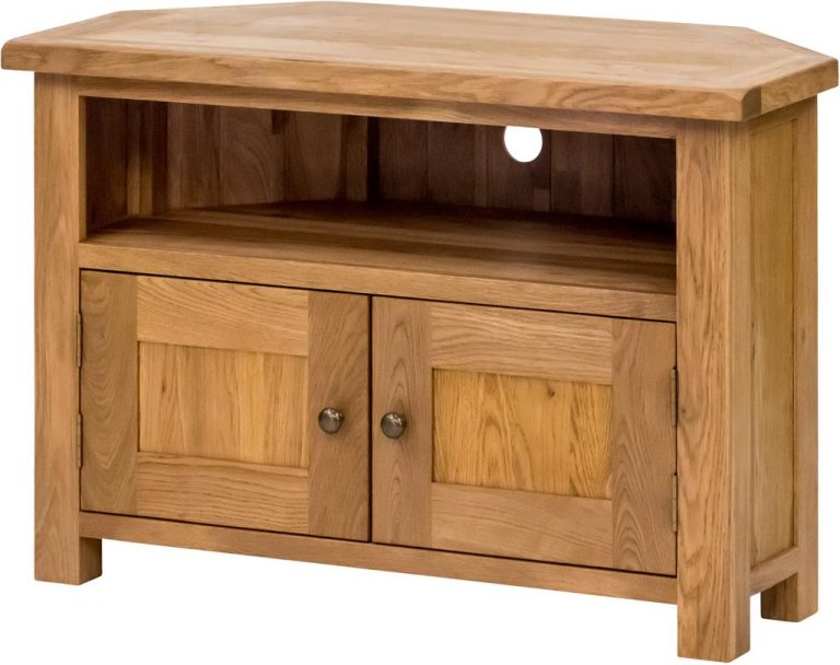 Suffolk Solid Oak Corner TV Unit with Doors  | Fully Assembled