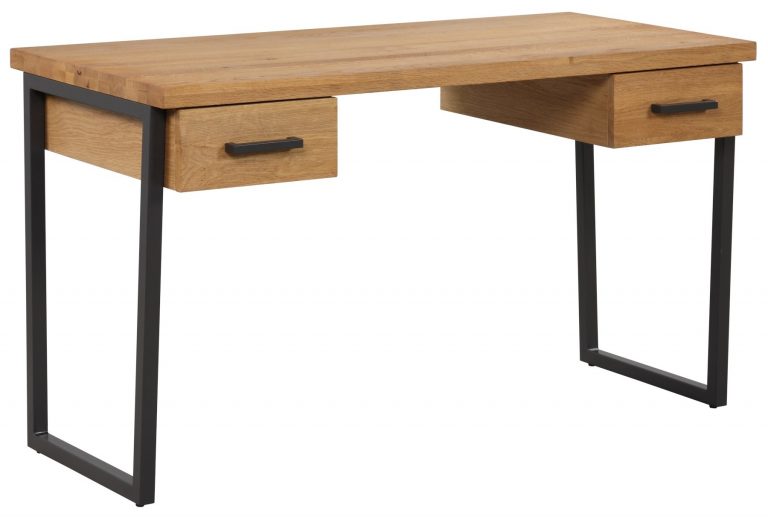 Classic Fusion Industrial Oak 2 Drawer Desk (Smooth Top)