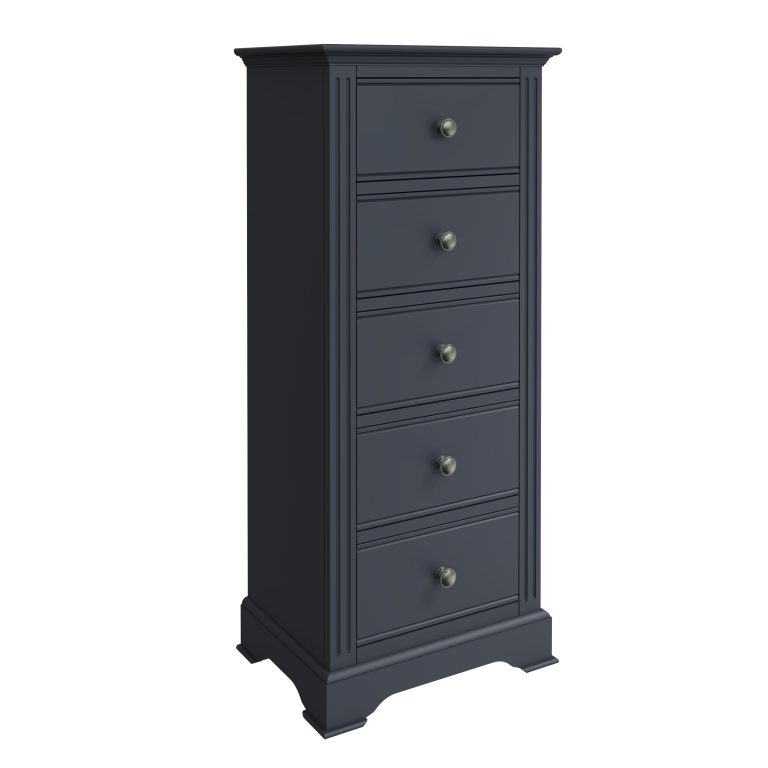 Windermere Midnight Grey Painted 5 Drawer Narrow Chest | Fully Assembled