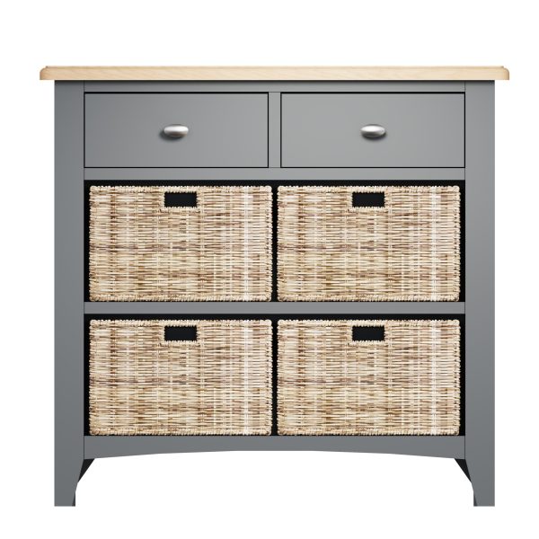 Lincoln Painted Grey 2 Drawer 4 Basket Unit
