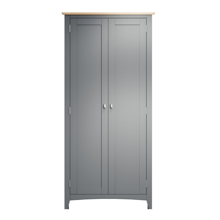 Lincoln Painted Grey 2 Door Full Hanging Wardrobe