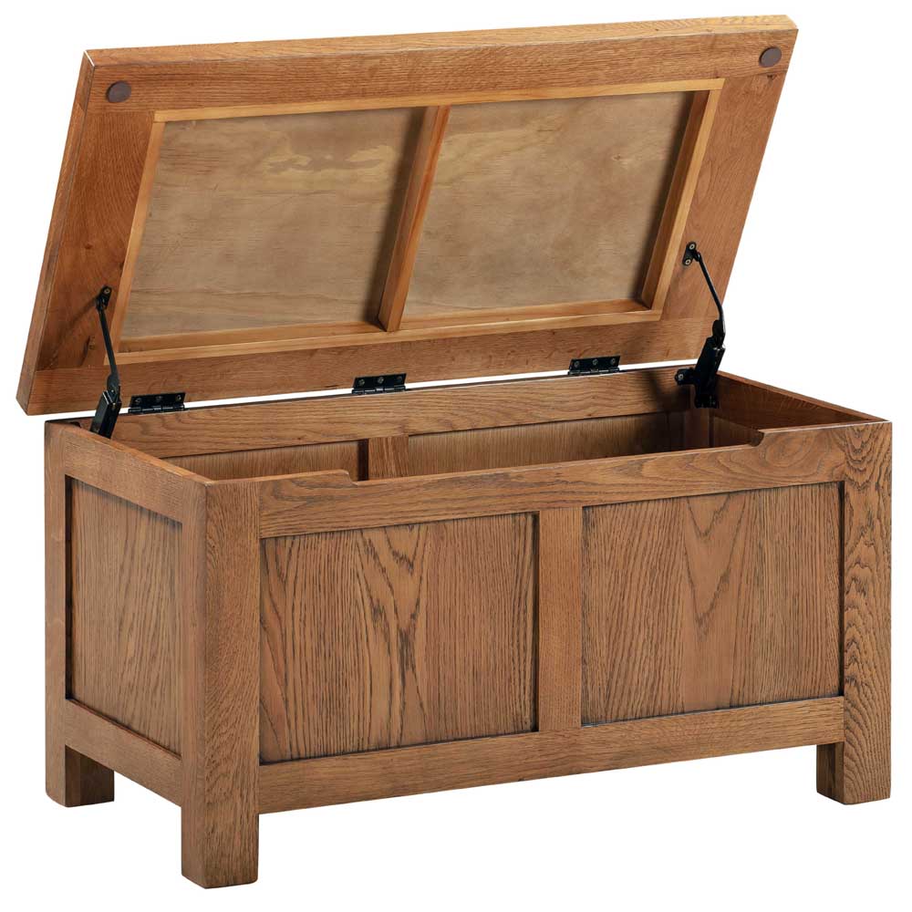Windsor Rustic Oak Blanket Box - Open