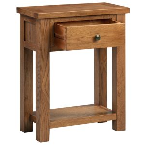 DOR078R_1_drawer_console_table_hallway_living_dining_room_telephone_table_rustic_dark_oak_open DOR078R 1 drawer console table hallway living dining room telephone table rustic dark oak open